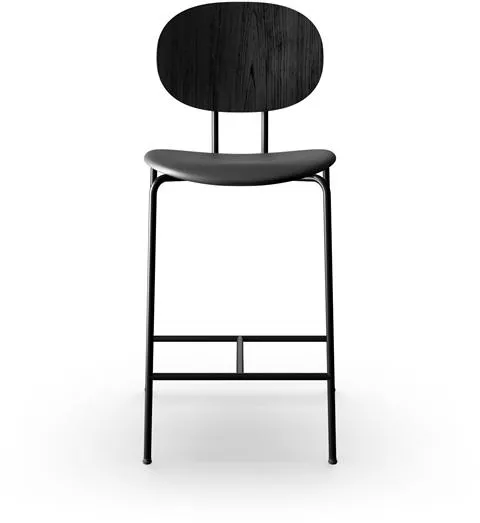 Sibast Furniture Piet Hein Barstol Sort I Sort Egetræ og Sort Læder