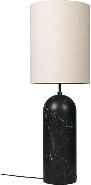 GUBI Gravity Gulvlampe Sort Marmor og Lærred Skærm XL Høj